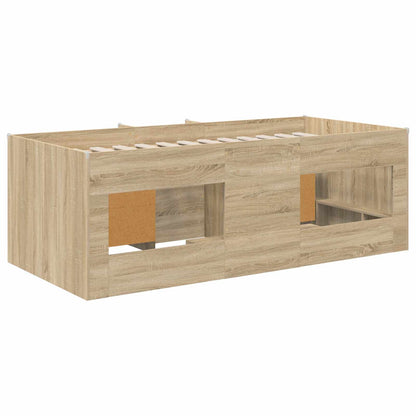 Loft Bed Frame with Cabinet 3 pcs Sonoma Oak Engineered Wood