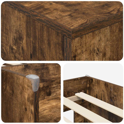 Loft Bed Frame with Cabinet 3 pcs Smoked Oak Engineered Wood