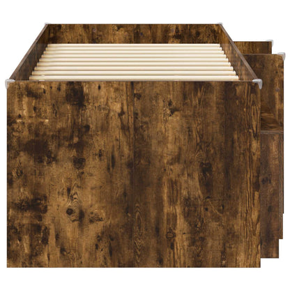 Loft Bed Frame with Cabinet 3 pcs Smoked Oak Engineered Wood