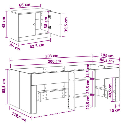 Loft Bed Frame with Cabinet 3 pcs Grey Sonoma Engineered Wood