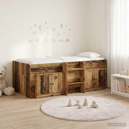 Loft Bed Frame with Cabinet 3 pcs Old Wood Engineered Wood