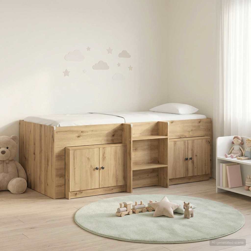 Loft Bed Frame with Cabinet 3 pcs Artisan Oak Engineered Wood