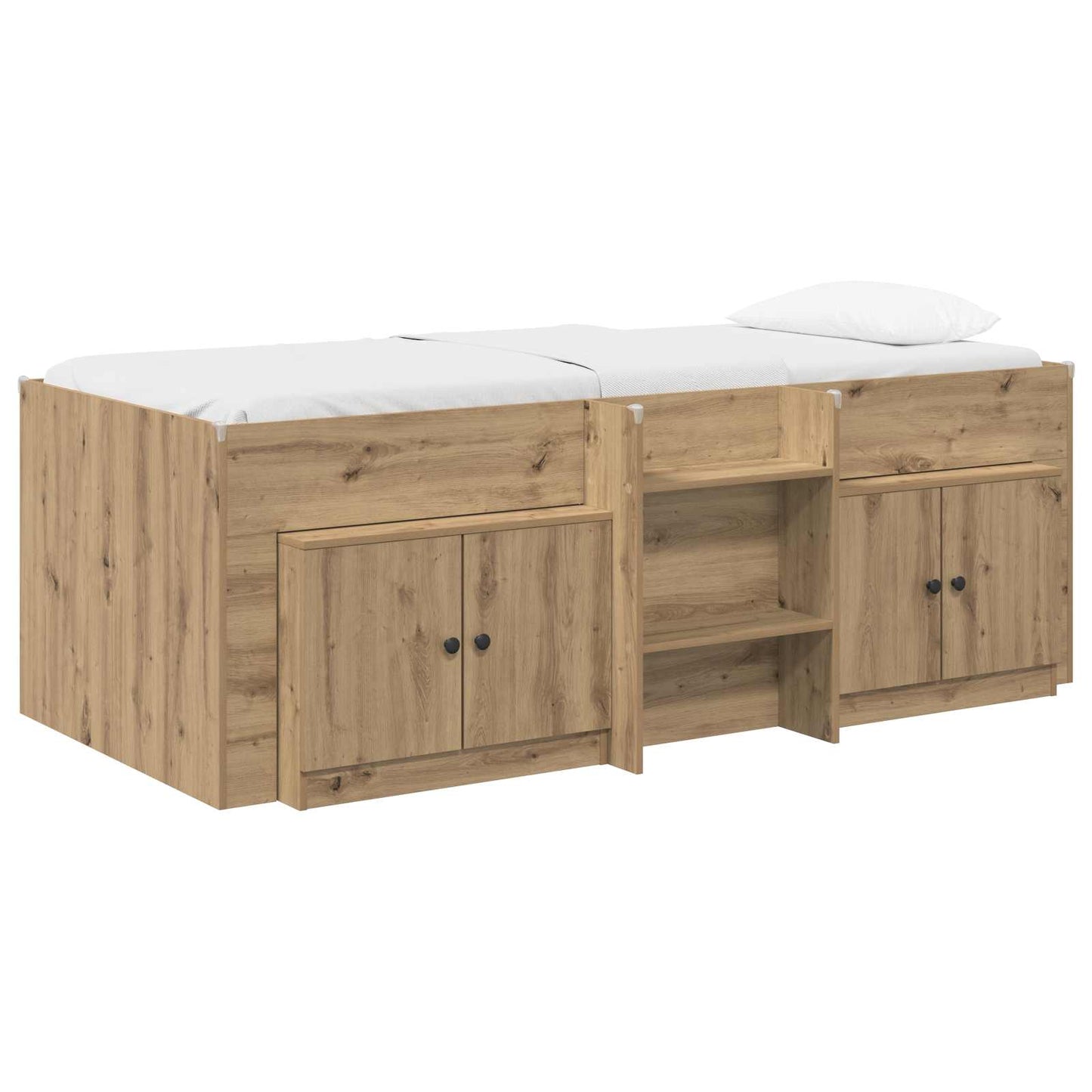 Loft Bed Frame with Cabinet 3 pcs Artisan Oak Engineered Wood