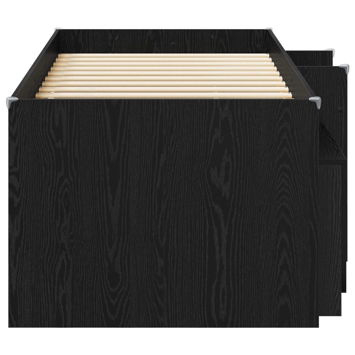 Loft Bed Frame with Cabinet 3 pcs Black Engineered Wood
