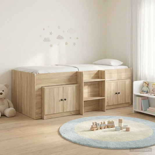 Loft Bed Frame with Cabinet 3 pcs Sonoma Oak Engineered Wood