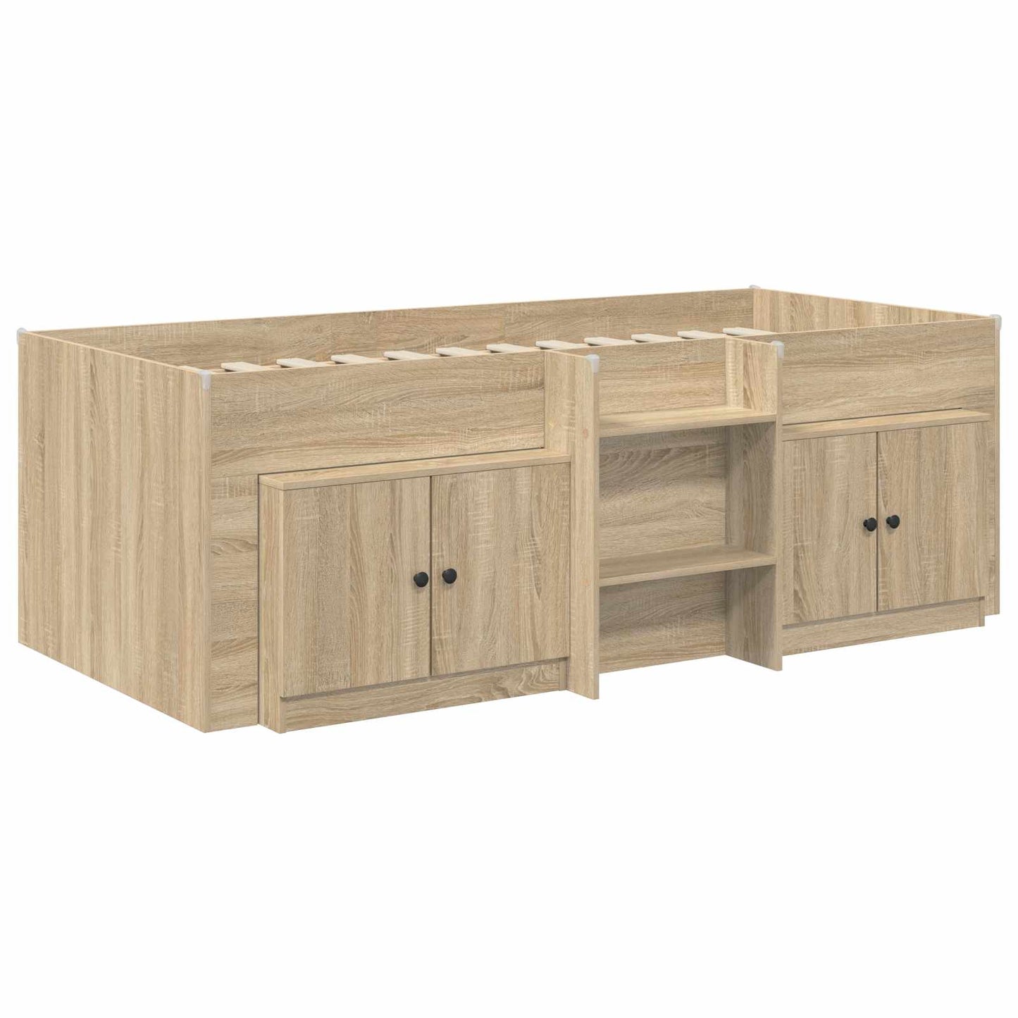Loft Bed Frame with Cabinet 3 pcs Sonoma Oak Engineered Wood