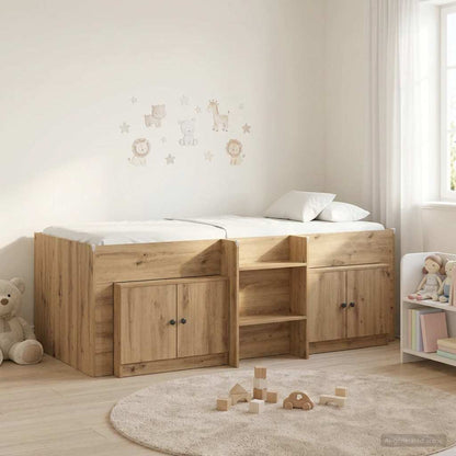 Loft Bed Frame with Cabinet 3 pcs Artisan Oak Engineered Wood