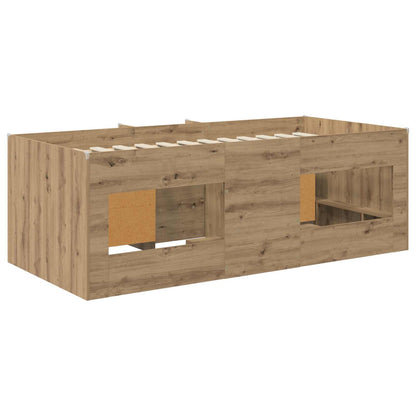 Loft Bed Frame with Cabinet 3 pcs Artisan Oak Engineered Wood