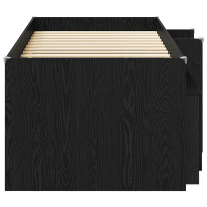 Loft Bed Frame with Cabinet 3 pcs Black Engineered Wood