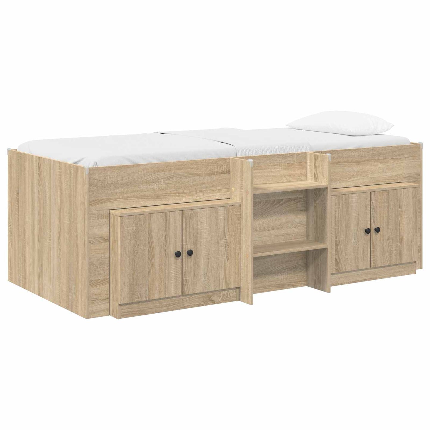 Loft Bed Frame with Cabinet 3 pcs Sonoma Oak Engineered Wood