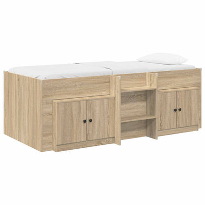 Loft Bed Frame with Cabinet 3 pcs Sonoma Oak Engineered Wood