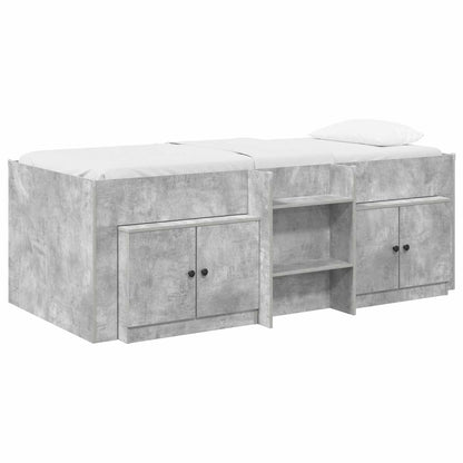 Loft Bed Frame with Cabinet 3 pcs Concrete Grey Engineered Wood