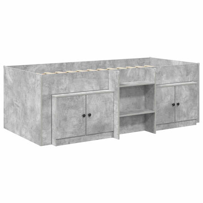 Loft Bed Frame with Cabinet 3 pcs Concrete Grey Engineered Wood