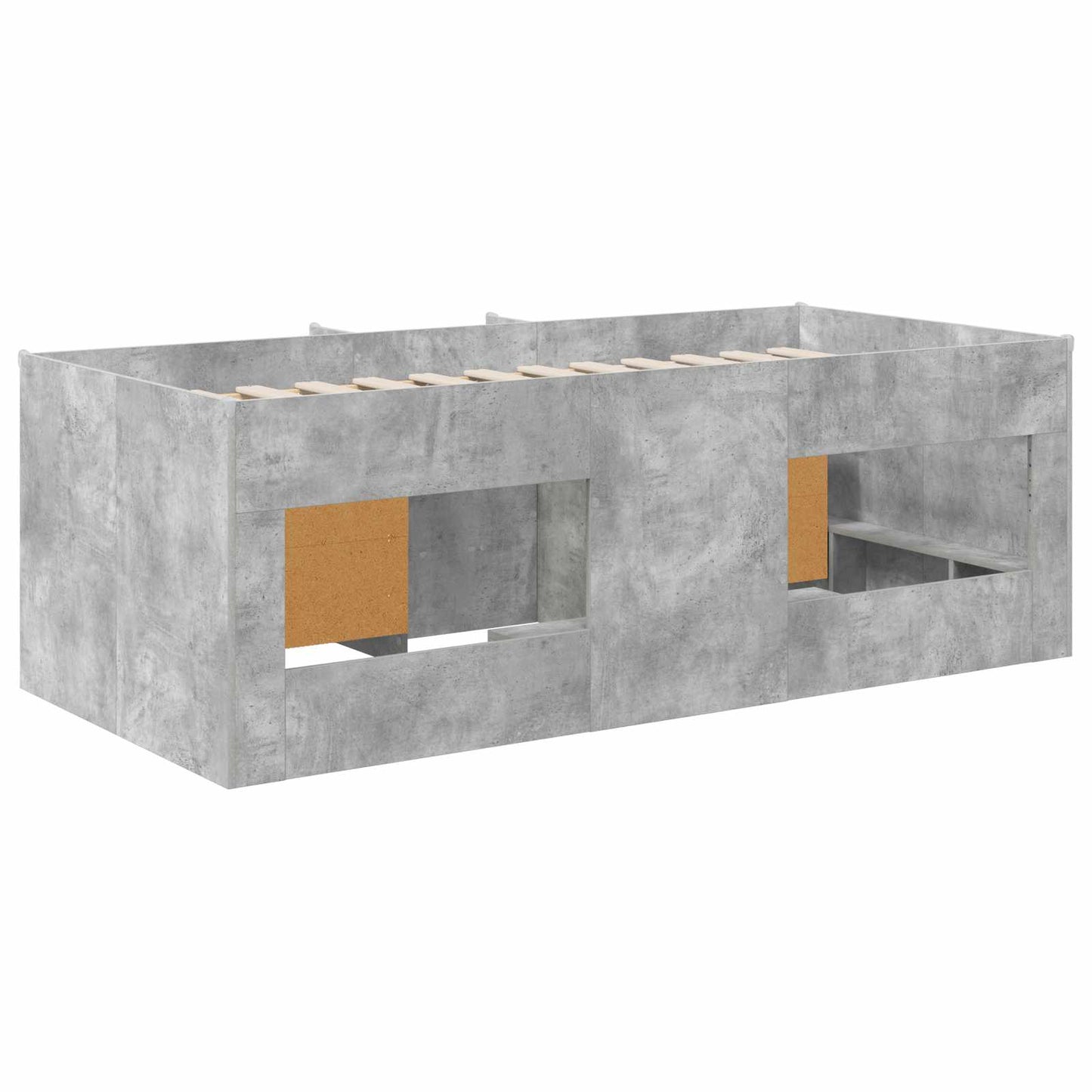 Loft Bed Frame with Cabinet 3 pcs Concrete Grey Engineered Wood