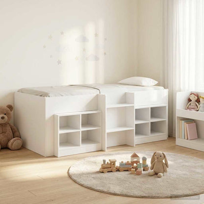 Loft Bed Frame with Cabinet 3 pcs White Engineered Wood