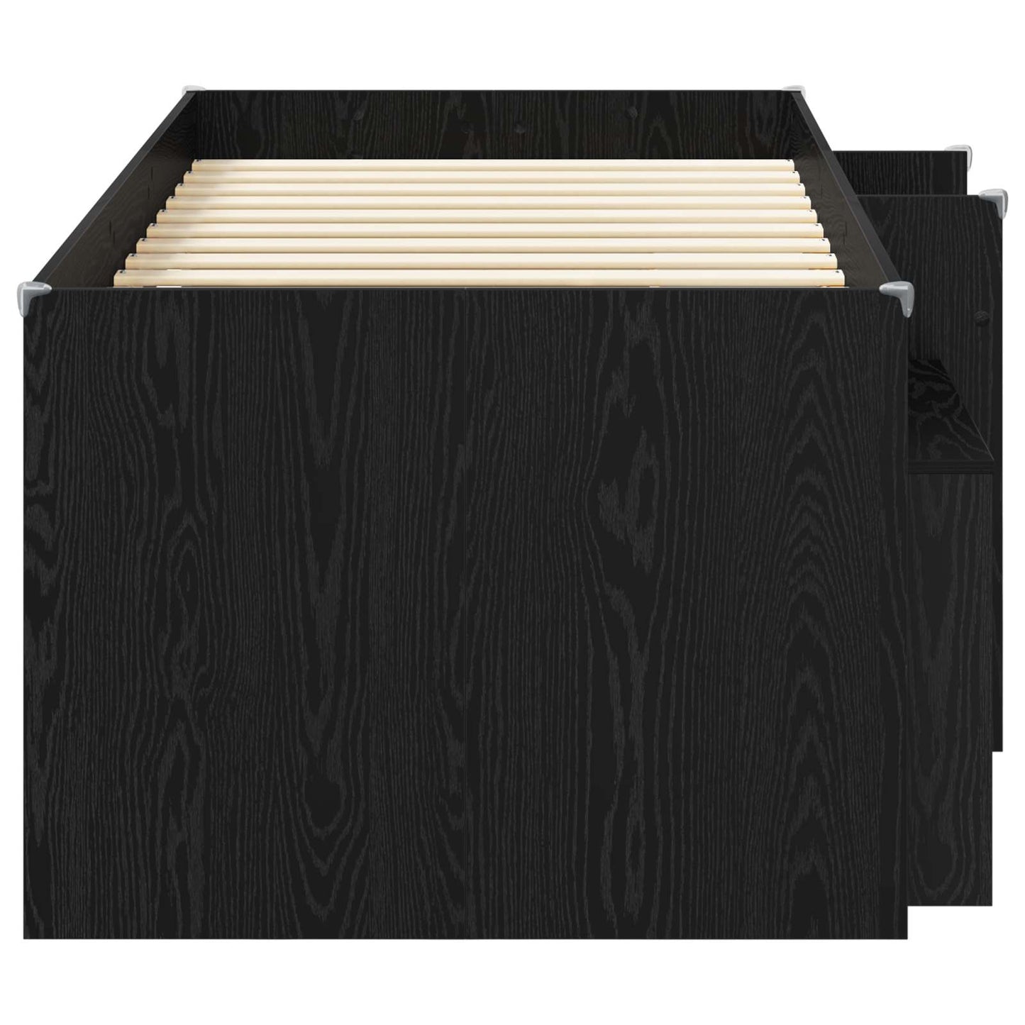 Loft Bed Frame with Cabinet 3 pcs Black Engineered Wood