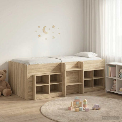 Loft Bed Frame with Cabinet 3 pcs Sonoma Oak Engineered Wood