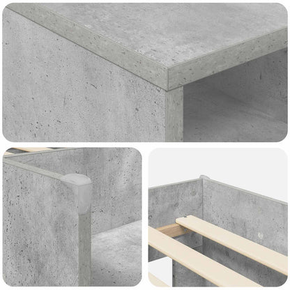 Loft Bed Frame with Cabinet 3 pcs Concrete Grey Engineered Wood