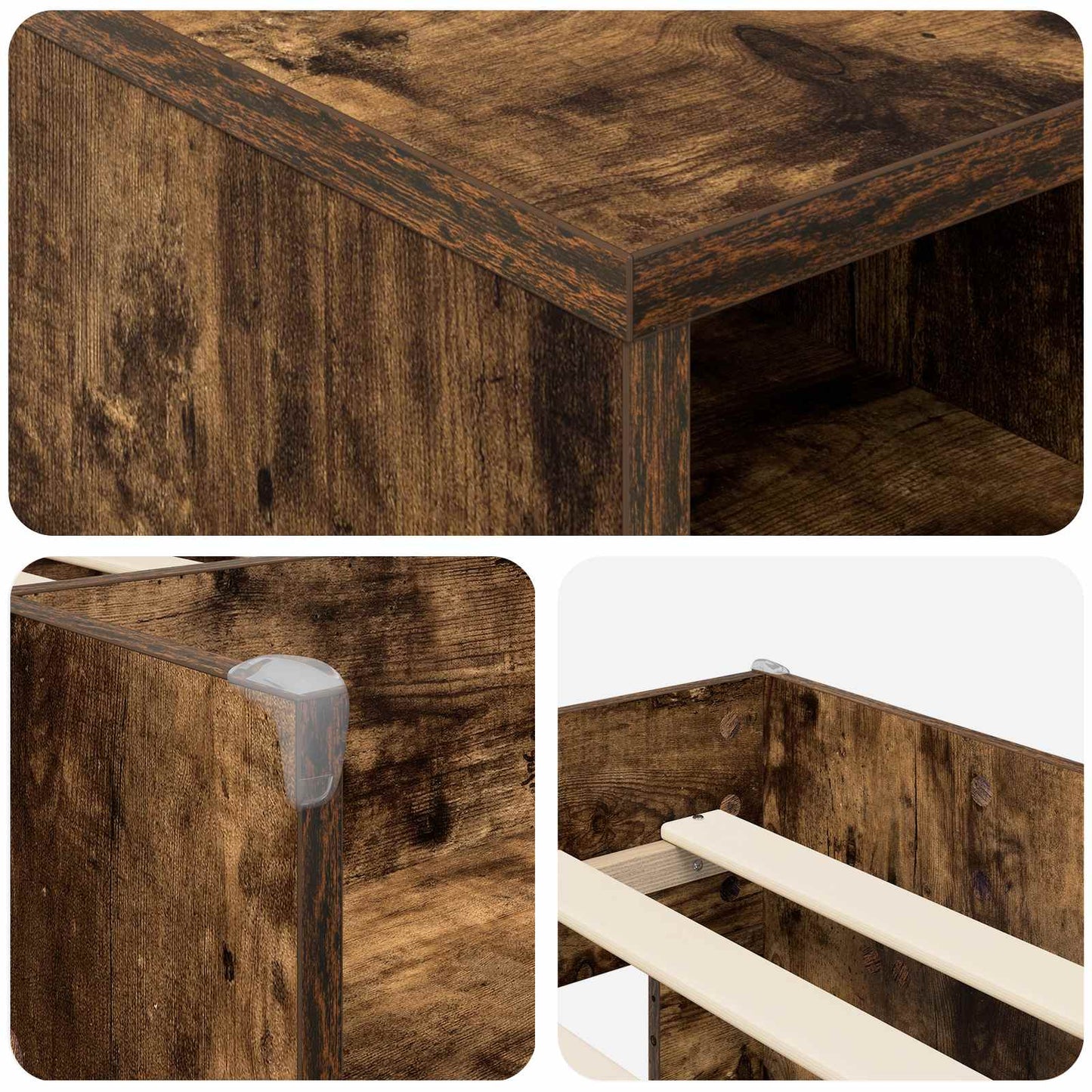 Loft Bed Frame with Cabinet 3 pcs Smoked Oak Engineered Wood