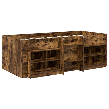 Loft Bed Frame with Cabinet 3 pcs Smoked Oak Engineered Wood