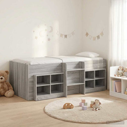 Loft Bed Frame with Cabinet 3 pcs Grey Sonoma Engineered Wood