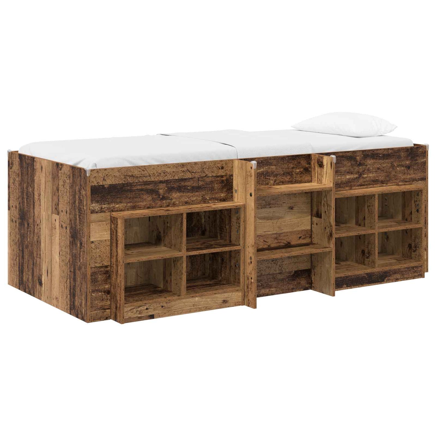Loft Bed Frame with Cabinet 3 pcs Old Wood Engineered Wood