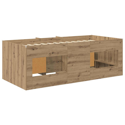Loft Bed Frame with Cabinet 3 pcs Artisan Oak Engineered Wood