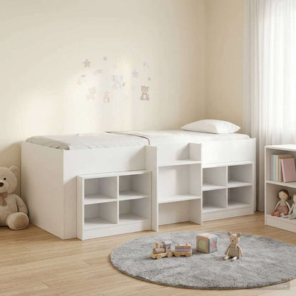 Loft Bed Frame with Cabinet 3 pcs White Engineered Wood