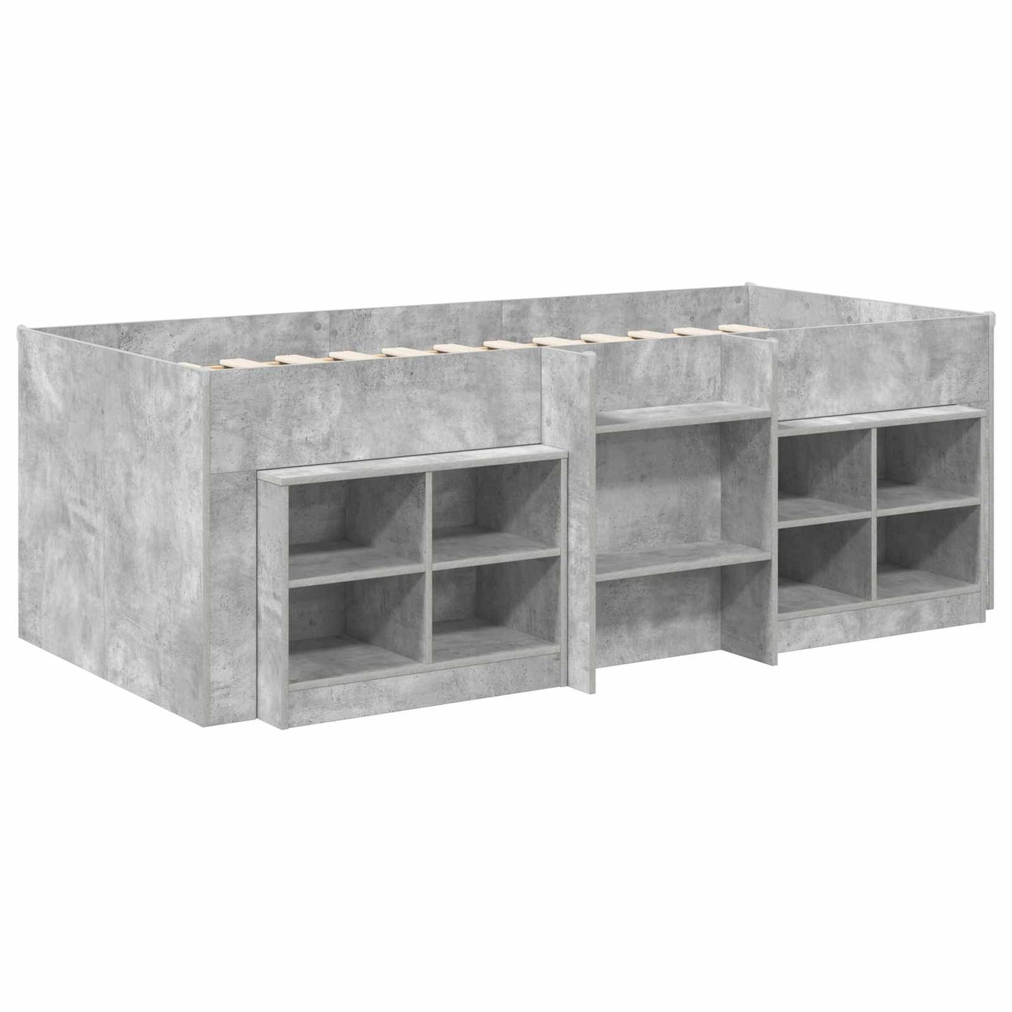 Loft Bed Frame with Cabinet 3 pcs Concrete Grey Engineered Wood