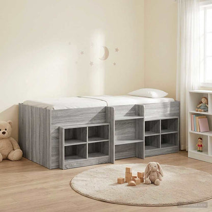 Loft Bed Frame with Cabinet 3 pcs Grey Sonoma Engineered Wood