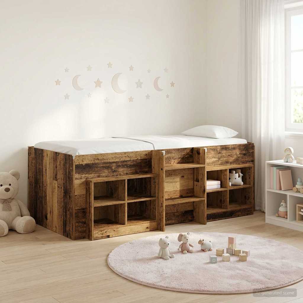Loft Bed Frame with Cabinet 3 pcs Old Wood Engineered Wood