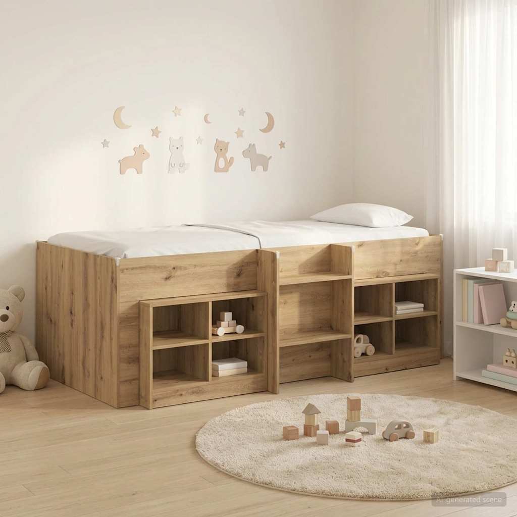 Loft Bed Frame with Cabinet 3 pcs Artisan Oak Engineered Wood
