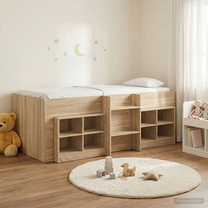 Loft Bed Frame with Cabinet 3 pcs Sonoma Oak Engineered Wood