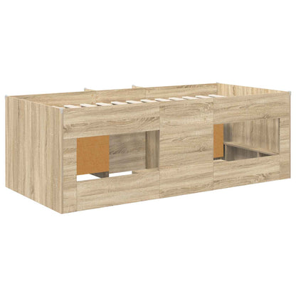 Loft Bed Frame with Cabinet 3 pcs Sonoma Oak Engineered Wood