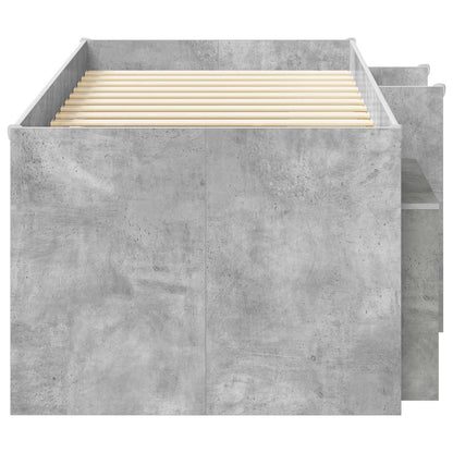 Loft Bed Frame with Cabinet 3 pcs Concrete Grey Engineered Wood