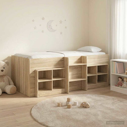 Loft Bed Frame with Cabinet 3 pcs Sonoma Oak Engineered Wood