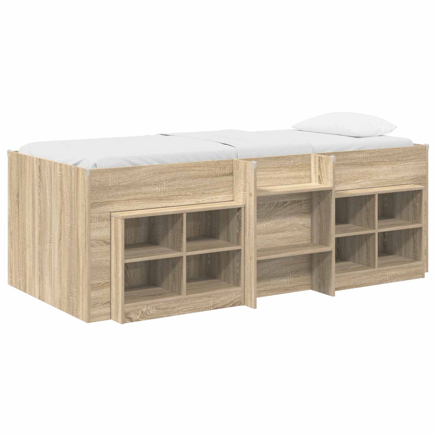 Loft Bed Frame with Cabinet 3 pcs Sonoma Oak Engineered Wood