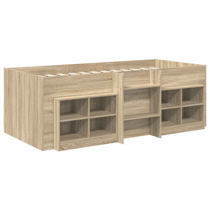 Loft Bed Frame with Cabinet 3 pcs Sonoma Oak Engineered Wood