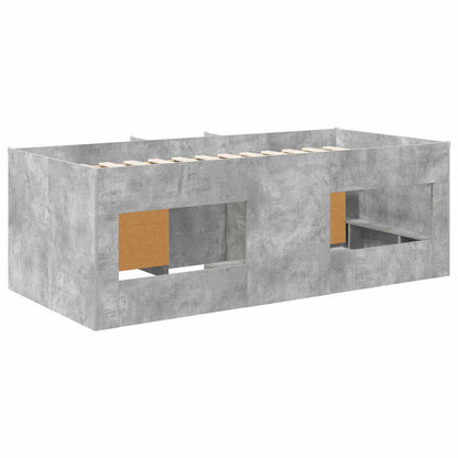 Loft Bed Frame with Cabinet 3 pcs Concrete Grey Engineered Wood