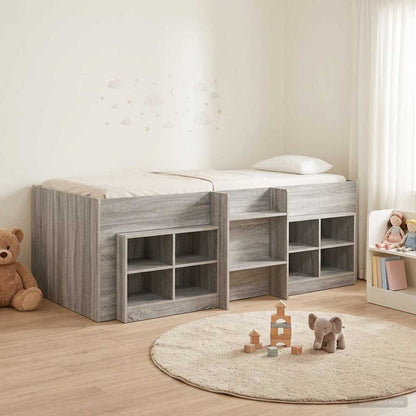 Loft Bed Frame with Cabinet 3 pcs Grey Sonoma Engineered Wood