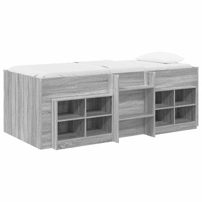 Loft Bed Frame with Cabinet 3 pcs Grey Sonoma Engineered Wood