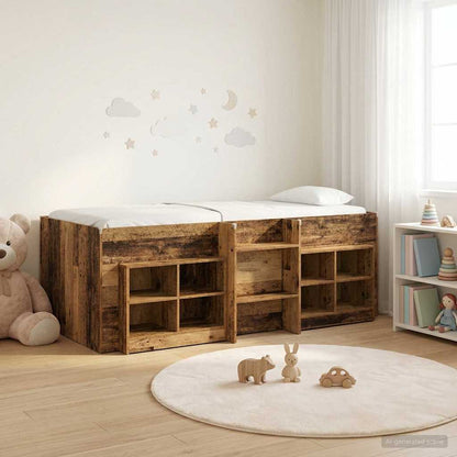 Loft Bed Frame with Cabinet 3 pcs Old Wood Engineered Wood
