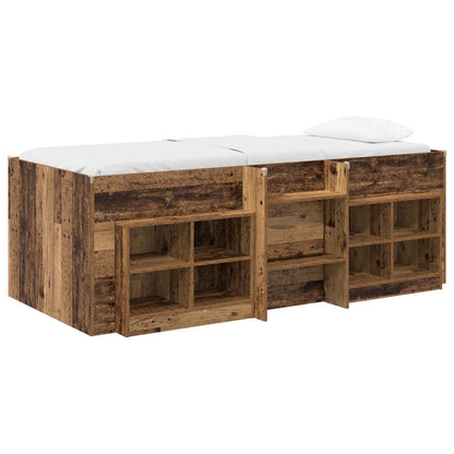 Loft Bed Frame with Cabinet 3 pcs Old Wood Engineered Wood