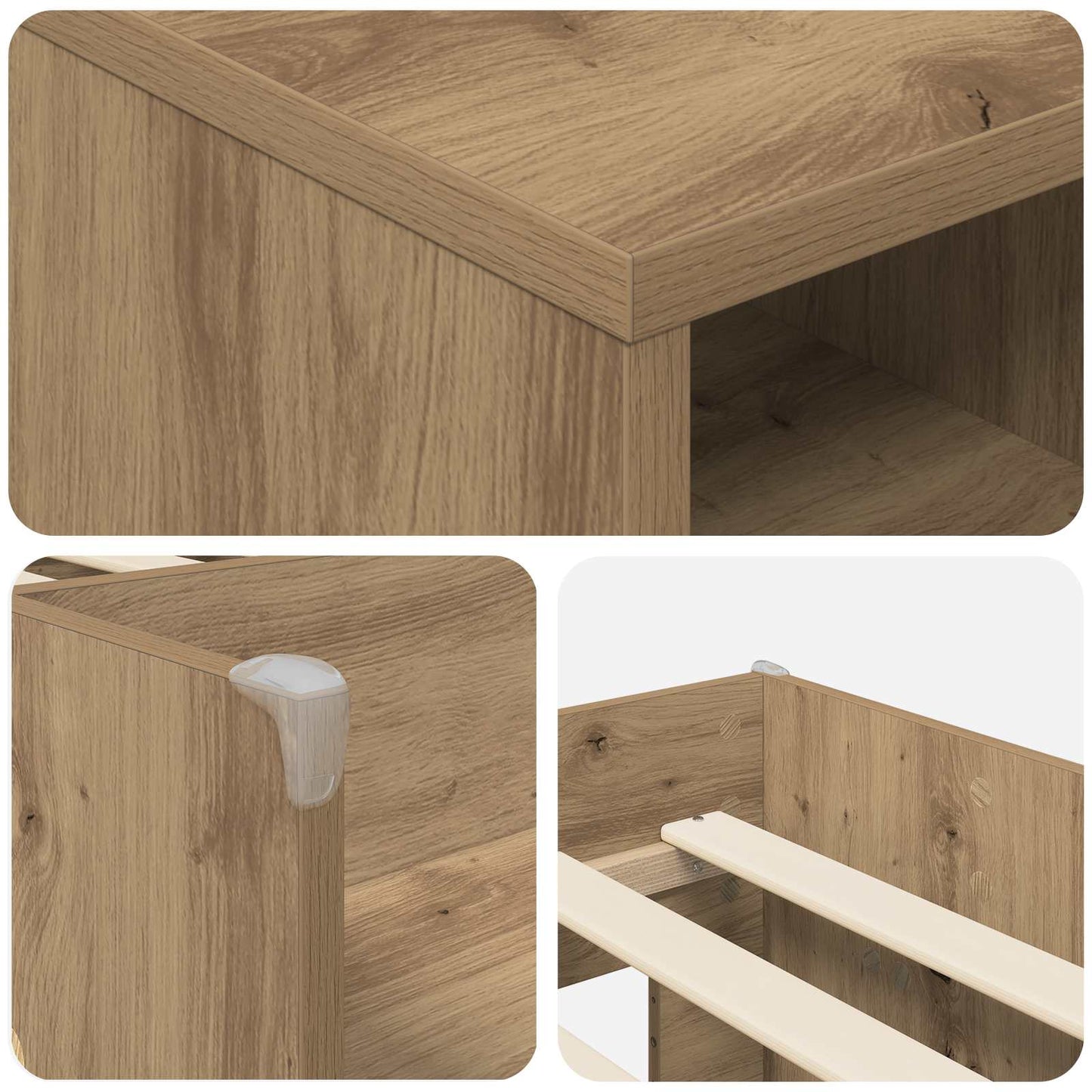 Loft Bed Frame with Cabinet 3 pcs Artisan Oak Engineered Wood