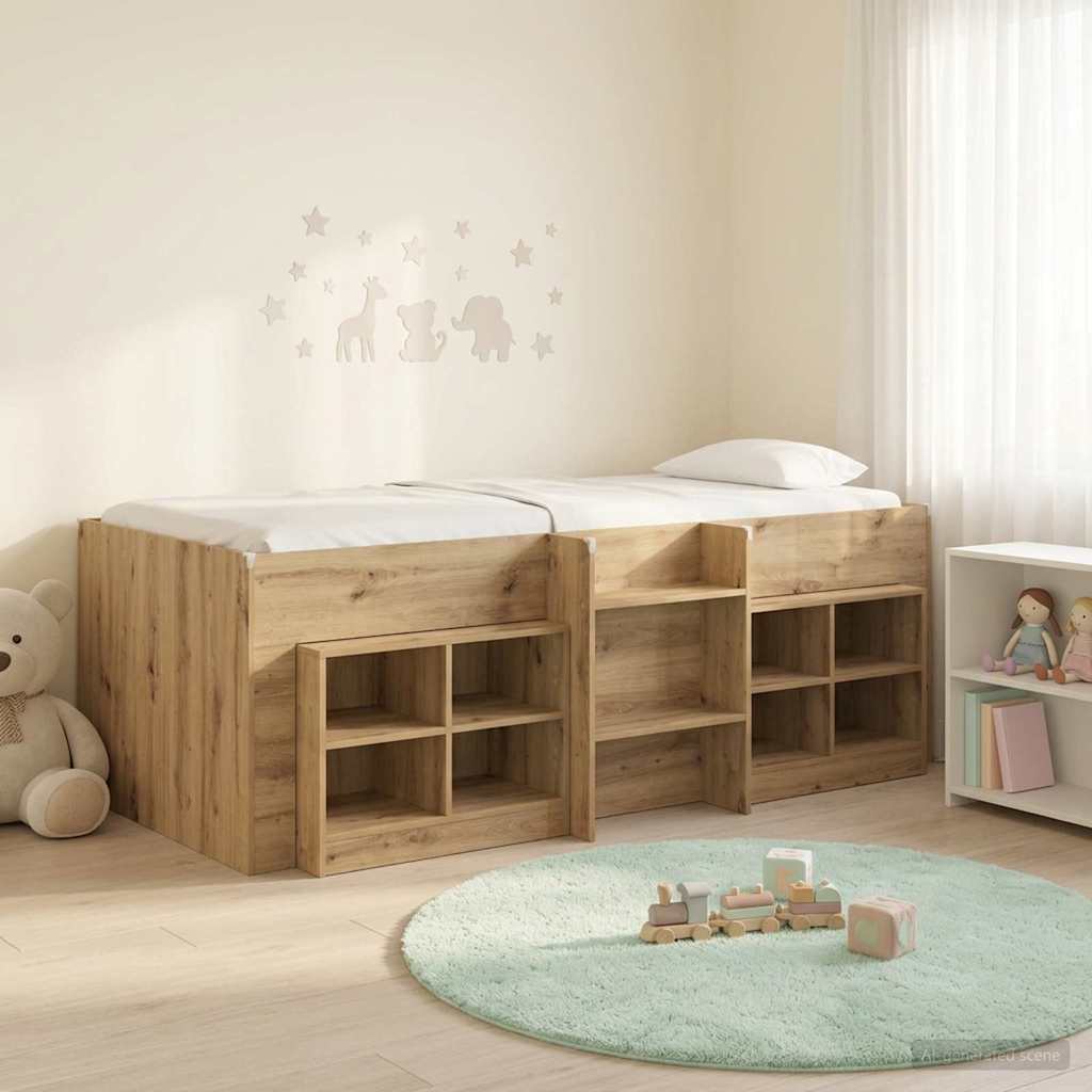 Loft Bed Frame with Cabinet 3 pcs Artisan Oak Engineered Wood