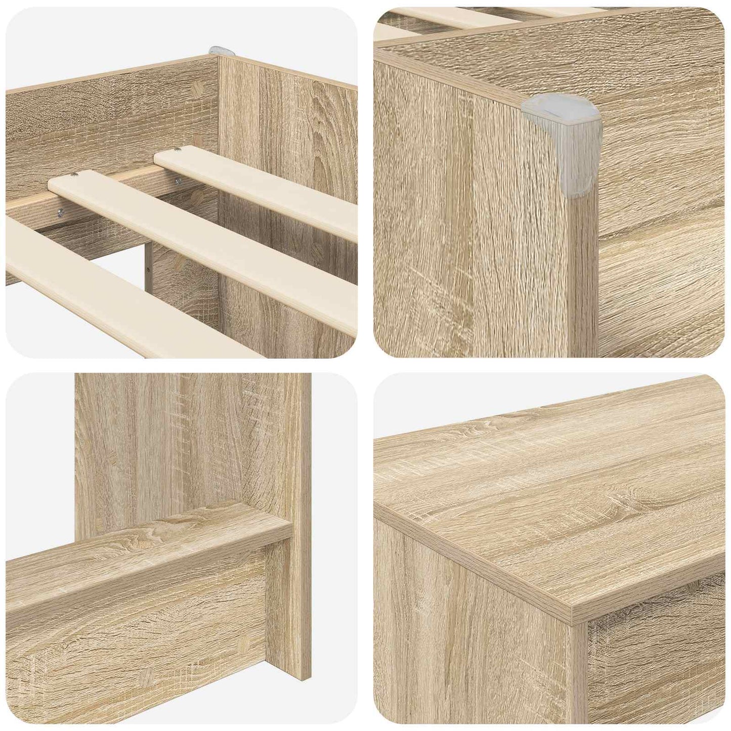 Kids'High Bed Frame with Desk 2 pcs Sonoma Oak Engineered Wood