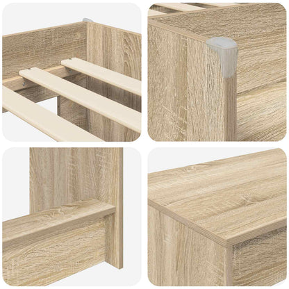 Kids'High Bed Frame with Desk 2 pcs Sonoma Oak Engineered Wood
