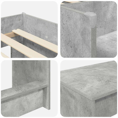 Kids'High Bed Frame with Desk 2 pcs Concrete Grey
