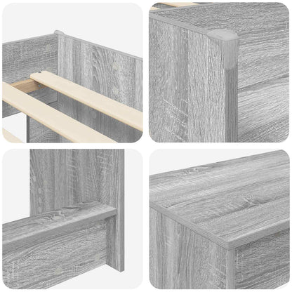 Kids'High Bed Frame with Desk 2 pcs Grey Sonoma