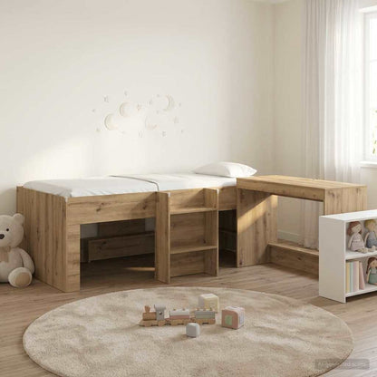 Kids'High Bed Frame with Desk 2 pcs Artisan Oak